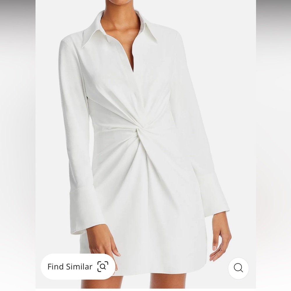 cinq a sept White Twist-Front Shirt Dress